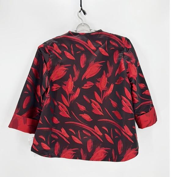 IC Collection Red 1-Button High Collar Jacket 3 quart sleeves size 2XL - Picture 2 of 8